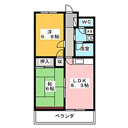 クレールトヨダ 2LDKの間取図画像