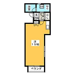 カーサ・エスタシオン ワンルームの間取図画像
