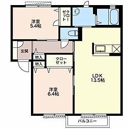 プライムステージB 2LDKの間取図画像