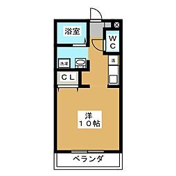 パセオ蜆塚1番館 ワンルームの間取図画像