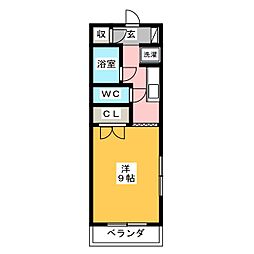 エンデバーひくま2 1Kの間取図画像