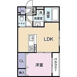 クレストヒル 1LDKの間取図画像