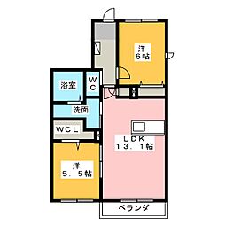 パークメゾン神田B棟 2LDKの間取図画像