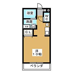 パセオ蜆塚1番館 ワンルームの間取図画像
