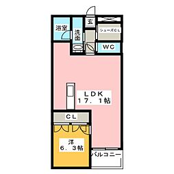 ARTFORME元城 1LDKの間取図画像