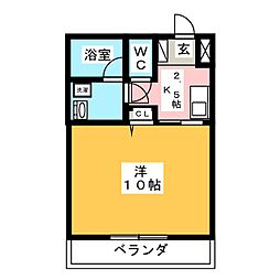 丸中マンション新居 1Kの間取図画像