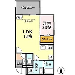 D-Hills野口 1LDKの間取図画像