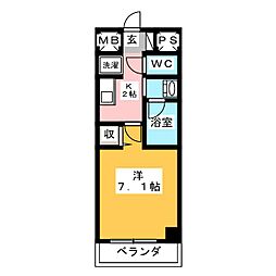 is常盤 1Kの間取図画像