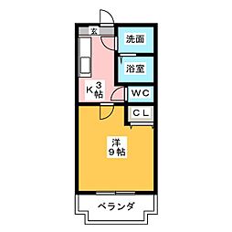 R.シャロウズ 1Kの間取図画像