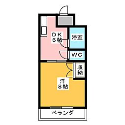 サンロイヤル萩丘 1DKの間取図画像