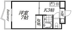 遠鉄ハイツ住吉ビル 1Kの間取図画像