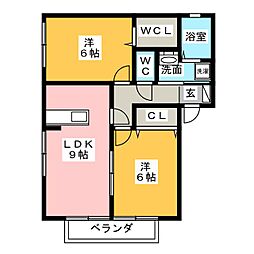 グランディアコート2B 2LDKの間取図画像