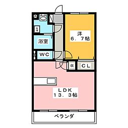 BELLWIN 1LDKの間取図画像