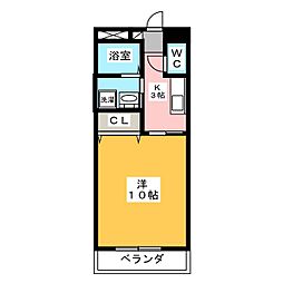 ウィンブルドン 1Kの間取図画像