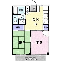 シティハイツなかの 2DKの間取図画像