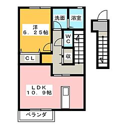 グランヒルA 1LDKの間取図画像