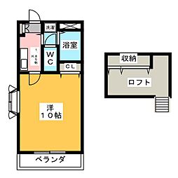 アビタシオンA2 1Kの間取図画像