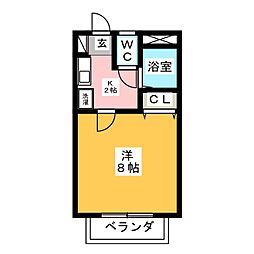 サン・ハイツA 1Kの間取図画像
