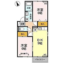 セジュールサンピアC 2LDKの間取図画像