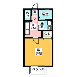 ハイネス小豆餅 1Kの間取図画像