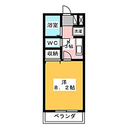 フェリスカーサ 1Kの間取図画像