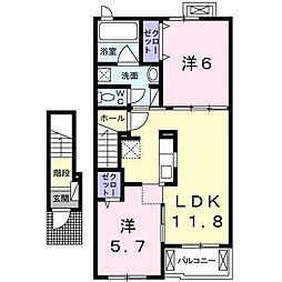 フランボヌール 2LDKの間取図画像