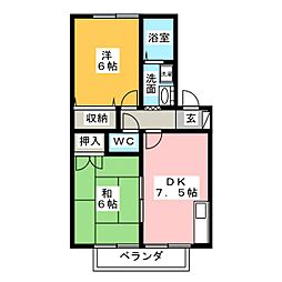 ボヌール2 2DKの間取図画像