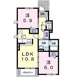 ソレイユ1 2LDKの間取図画像