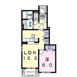シャルマン・パルD 1LDKの間取図画像