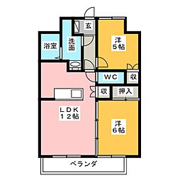 ラフォーレ・三方原 2LDKの間取図画像