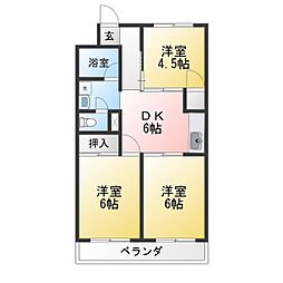 高台グランドハイツ 3DKの間取図画像