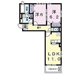 カリンの木 2LDKの間取図画像