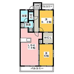 マーブルガーデン 2LDKの間取図画像