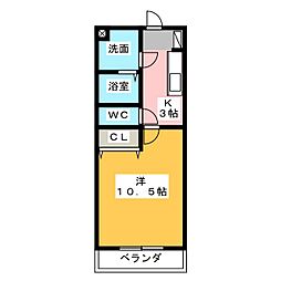 プリマヴェーラ 1Kの間取図画像