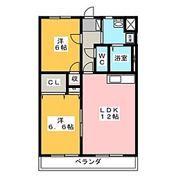 ブライトリー半田山 2LDKの間取図画像