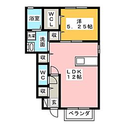 パークハイツ幸 1LDKの間取図画像