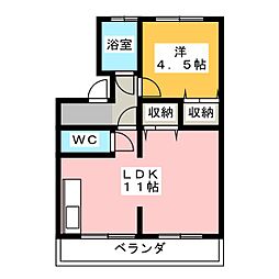 四ツ池マンション 1LDKの間取図画像
