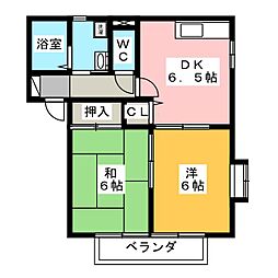 プレミールA 2DKの間取図画像