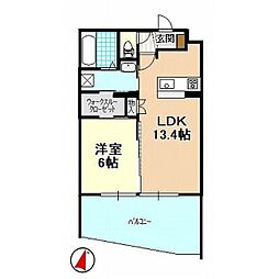 棒屋第16住吉ハイツ 1LDKの間取図画像