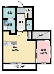 ル・リオン三方原 1LDKの間取図画像