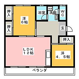 パークサイドマンション1 2LDKの間取図画像