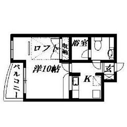 パラドール恩地 1Kの間取図画像