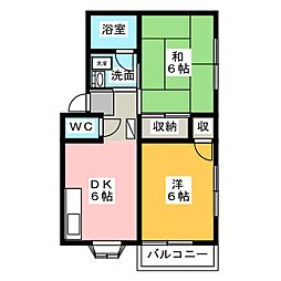 サンシティA&KA棟 2DKの間取図画像