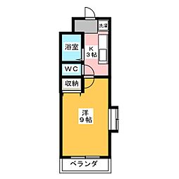 スカイライツ早出 1階1Kの間取り