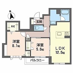 グランディア古川 2LDKの間取図画像