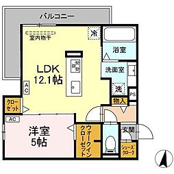 Uリッチトリシア 1LDKの間取図画像