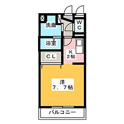 アイリス 1Kの間取図画像
