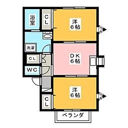 ライラック 2DKの間取図画像