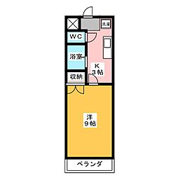リゾーム高見 1Kの間取図画像