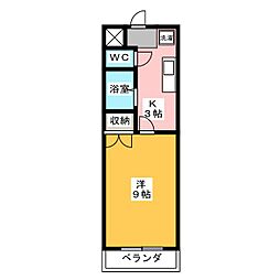 リゾーム高見 1Kの間取図画像